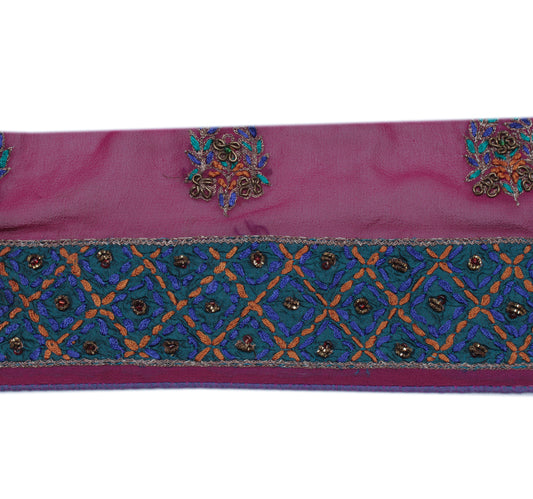 Sushila Vintage Purple Saree Border Indian Craft Sewing Hand Embroidered Lace
