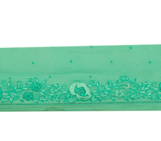 Sushila Vintage Aqua Blue Sari Border Indian Craft Sewing Trim Embroidered Lace