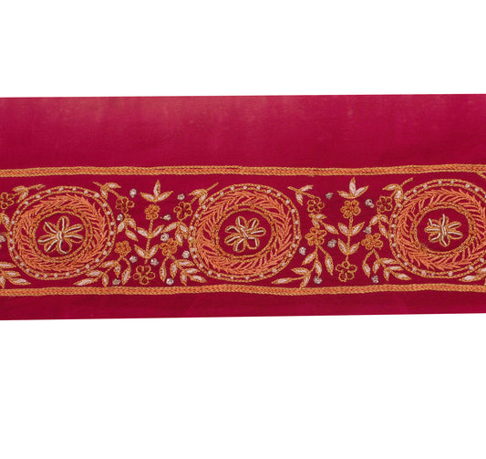 Sushila Vintage Magenta Saree Border Indian Craft Sewing Trim Hand Work Lace