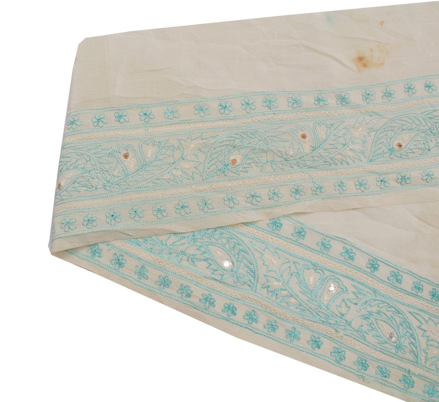 Sushila Vintage Cream Saree Border Indian Craft Sewing Trim Embroidered Lace