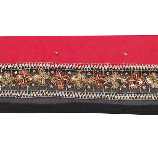 Sushila Vintage Black Saree Border Indian Craft Sewing Trim Hand Beaded Lace