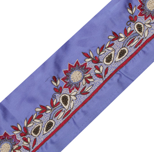 Sushila Vintage Blue Saree Border Indian Craft Sewing Trim Embroidered Lace