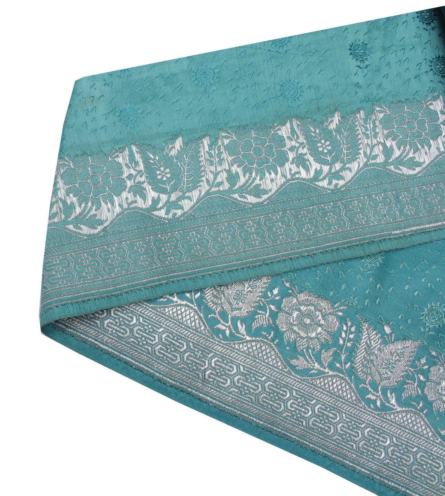 Sushila Vintage Aqua Green Saree Border Indian Craft Sewing Trim Woven Lace