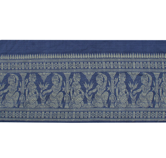 Sushila Vintage Blue Saree Border Indian Craft Sewing Trim Woven Lace Ribbon