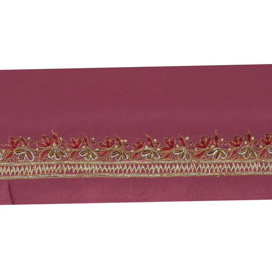 Sushila Vintage Mauve Sari Border Indian Craft Sewing Trim Embroidered Lace