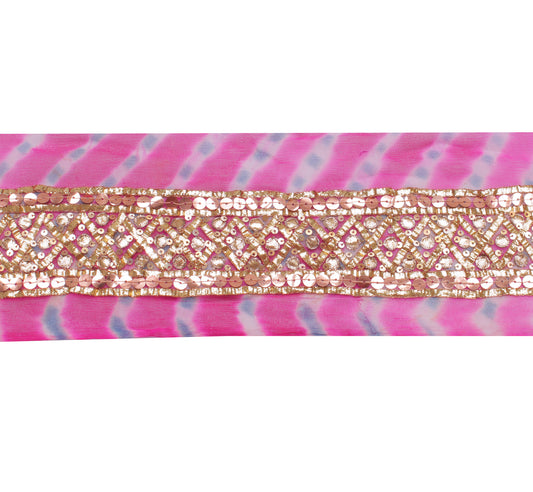 Sushila Vintage Saree Border Indian Craft Sewing Trim Hand Beaded Lace Ribbon