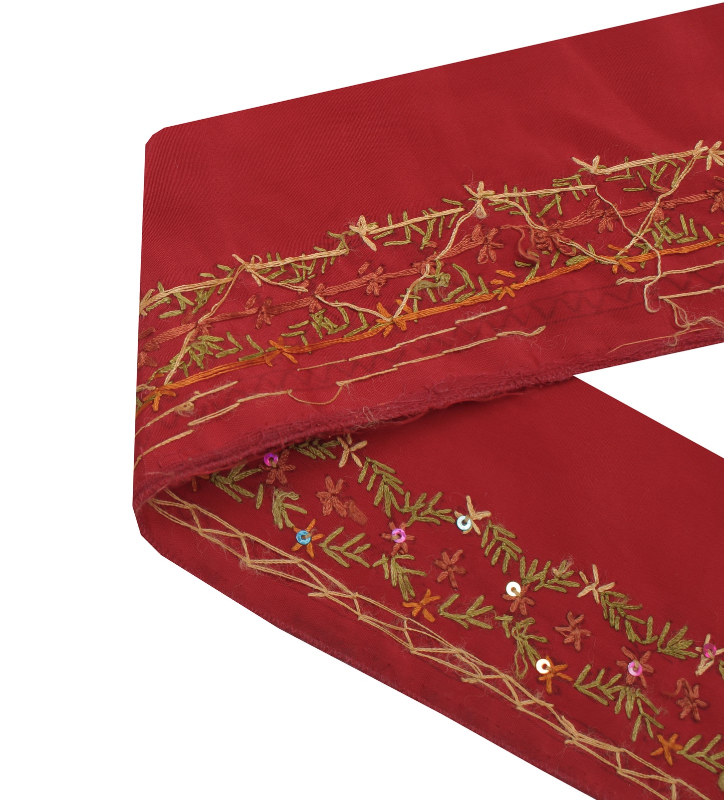Sushila Vintage Maroon Saree Border Indian Craft Sewing Trim Embroidered Lace