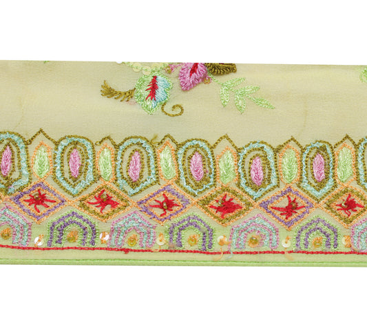 Sushila Vintage Green Saree Border Indian Craft Sewing Trim Embroidered Lace
