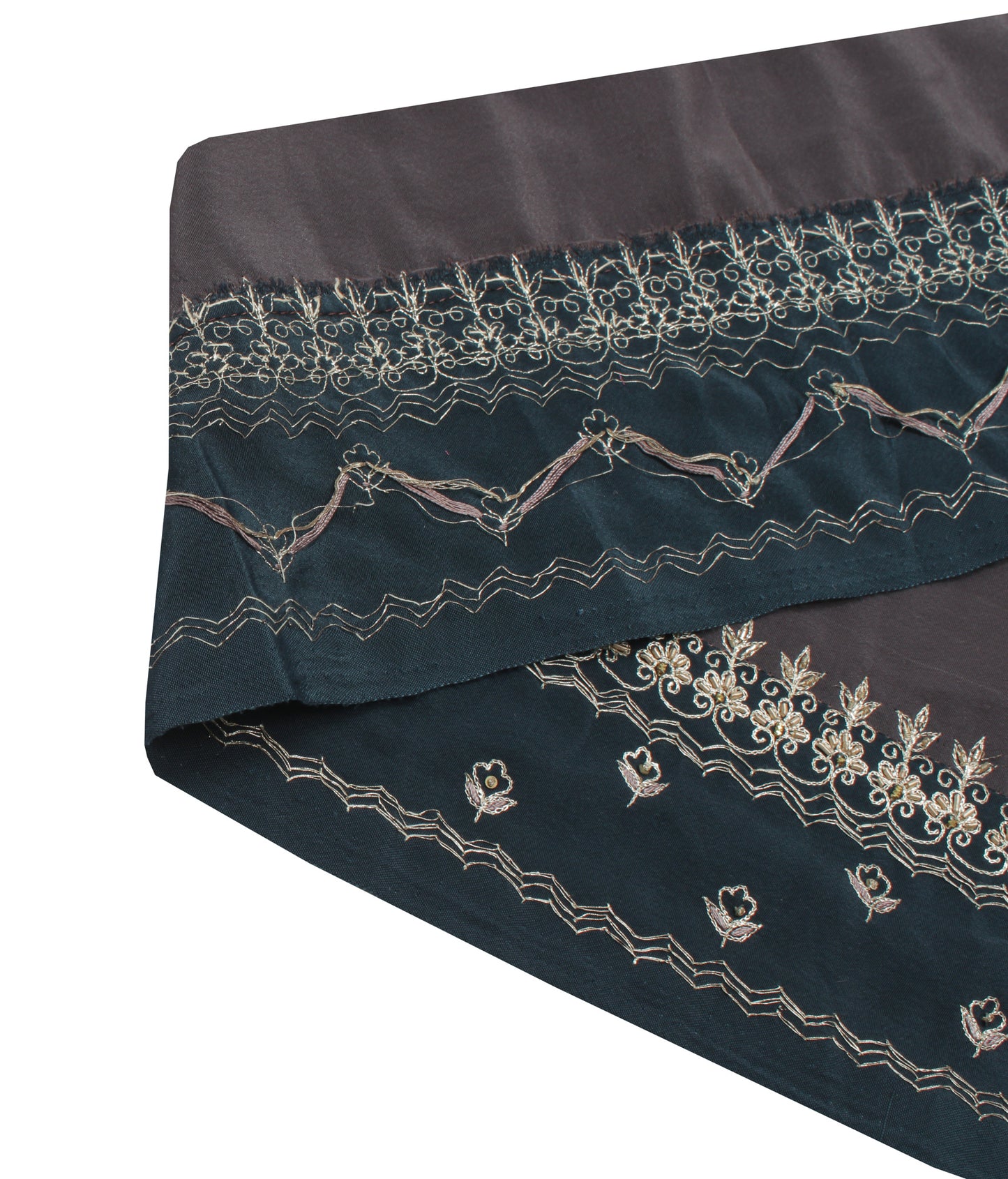 Sushila Vintage Gray Saree Border Indian Craft Sewing Trim Embroidered Ribbon