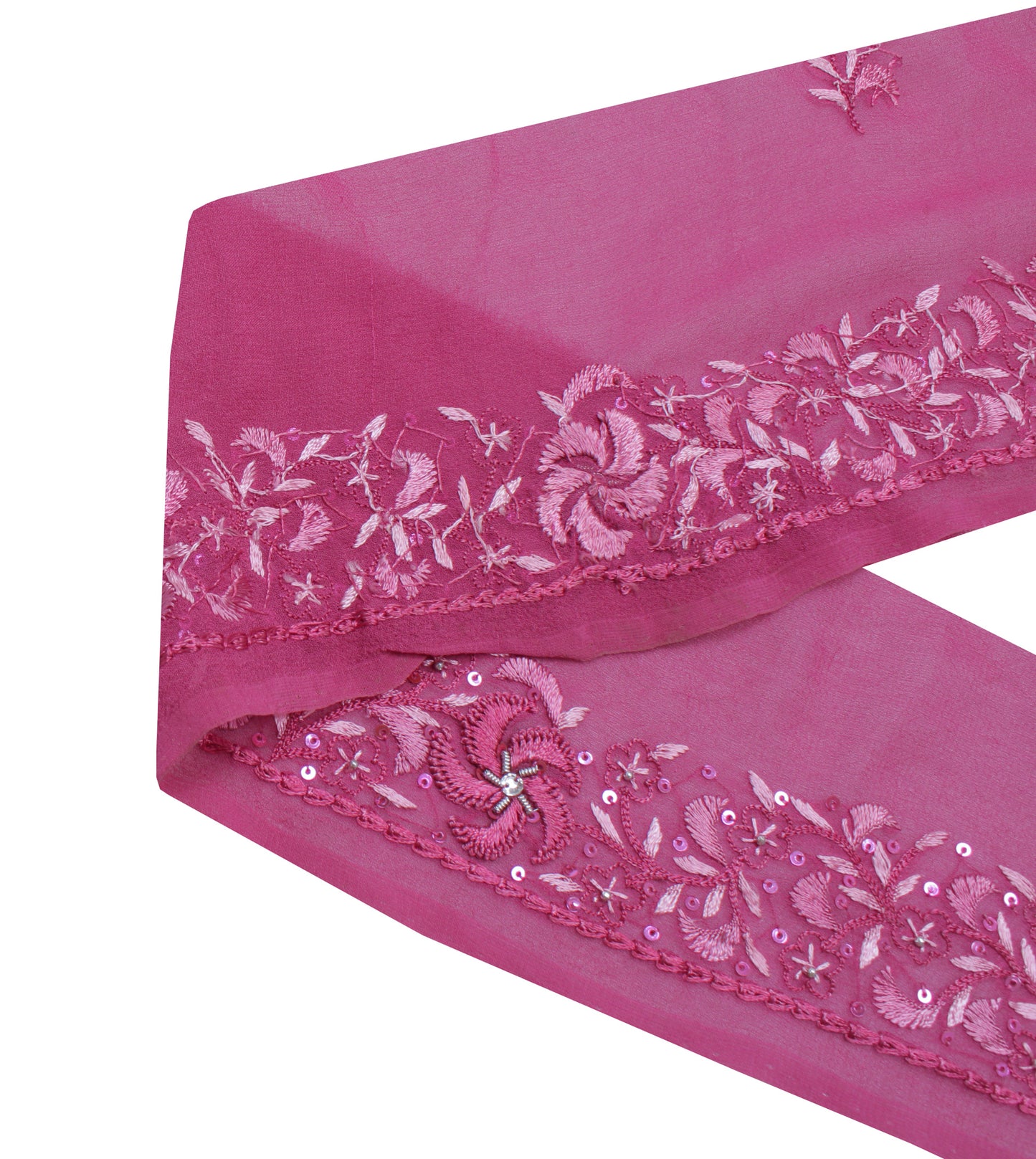 Sushila Vintage Pink Saree Border Indian Craft Sewing Trim Embroidered Ribbon