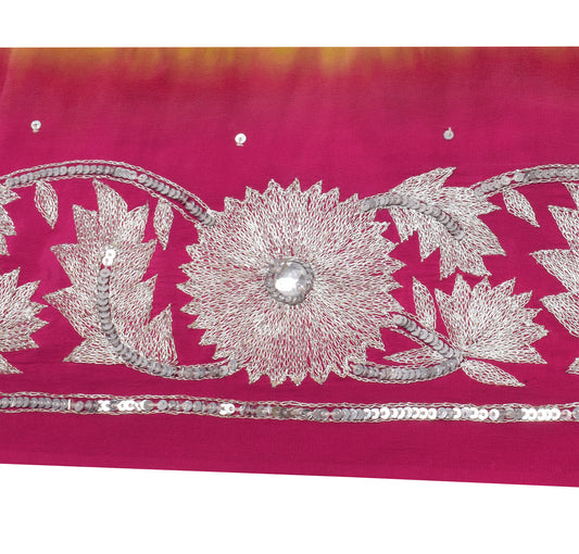 Sushila Vintage Pink Saree Border Indian Craft Sewing Trim Embroidered Ribbon