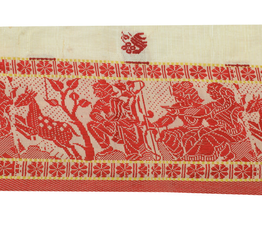 Sushila Vintage Cream Sari Border Indian Craft Sewing Trim Baluchari Woven Lace