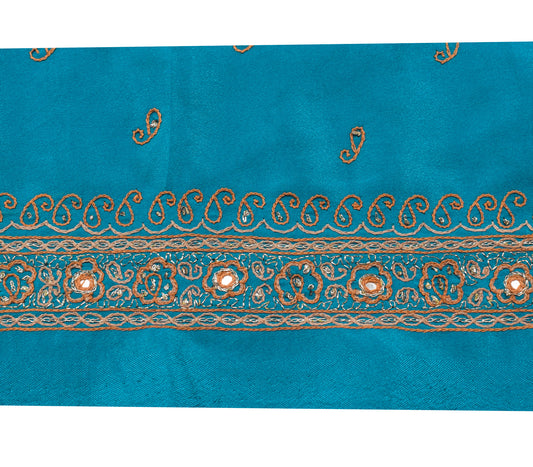 Sushila Vintage Blue Saree Border Indian Craft Sewing Trim Embroidered Lace