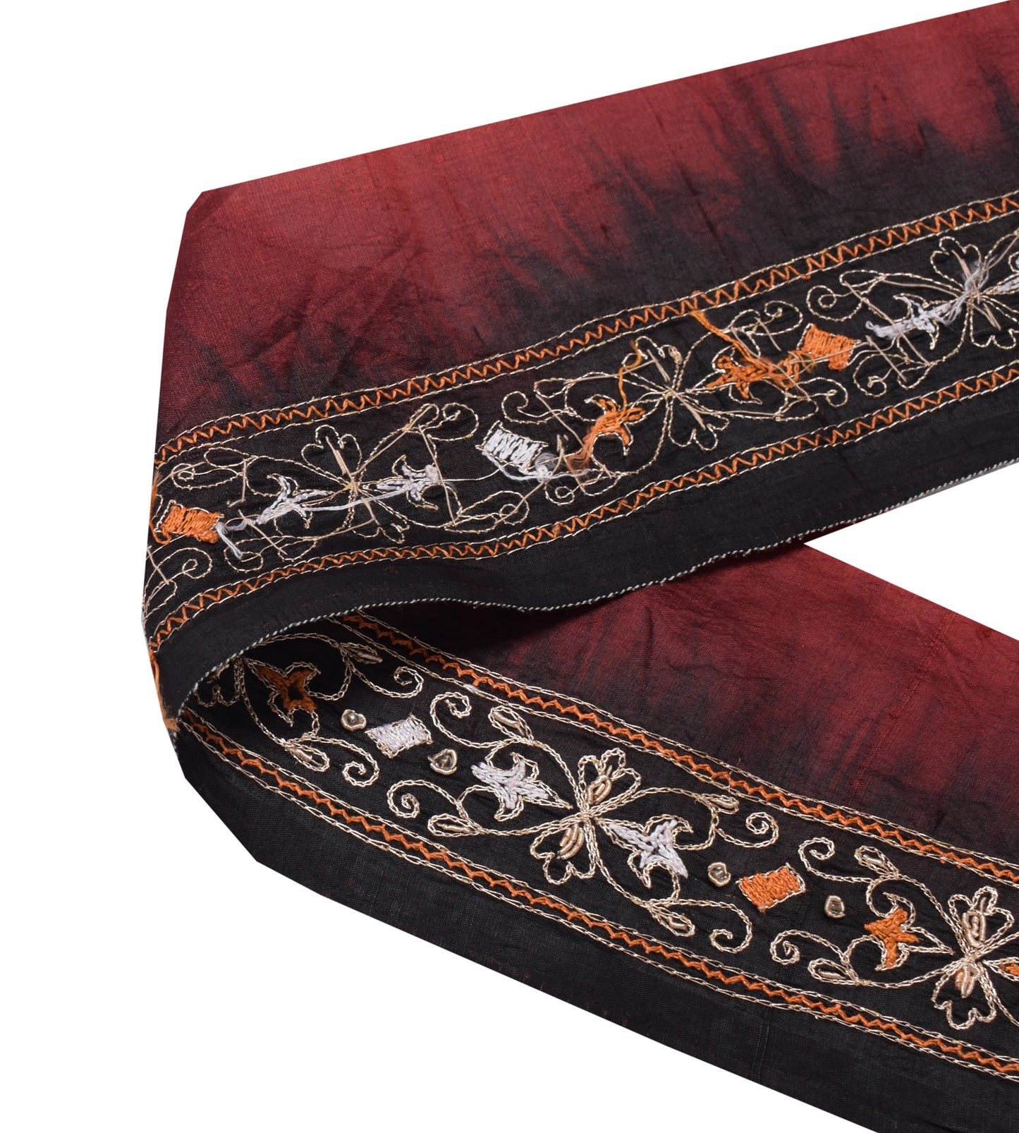 Sushila Vintage Black Saree Border Indian Craft Sewing Trim Embroidered Ribbon