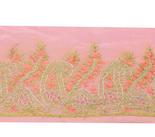 Sushila Vintage Pink Saree Border Indian Craft Sewing Trim Hand Embroidery Lace