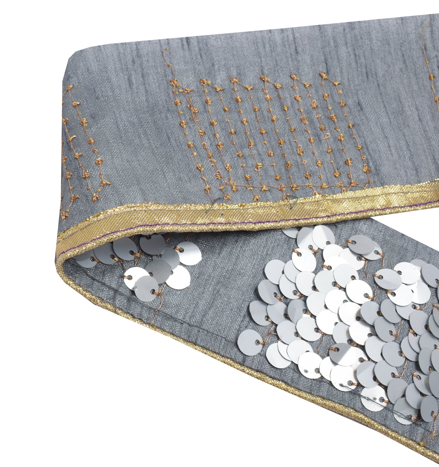 Sushila Vintage Gray Saree Border Indian Craft Sewing Trim Beaded Lace Ribbon