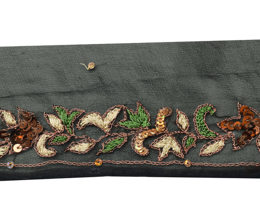 Sushila Vintage Black Saree Border Indian Craft Sewing Trim Hand Beaded Ribbon
