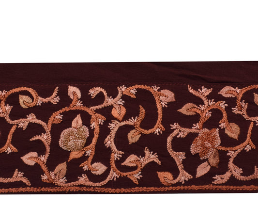 Sushila Vintage Maroon Saree Border Indian Craft Sewing Trim Embroidered Lace