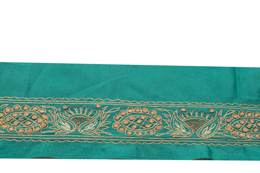 Sushila Vintage Green Saree Border Indian Craft Sewing Trim Embroidered Lace