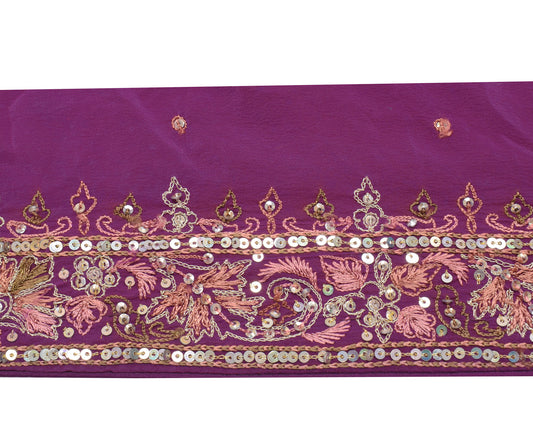 Sushila Vintage Purple Saree Border Indian Craft Sewing Trim Beaded Lace Ribbon