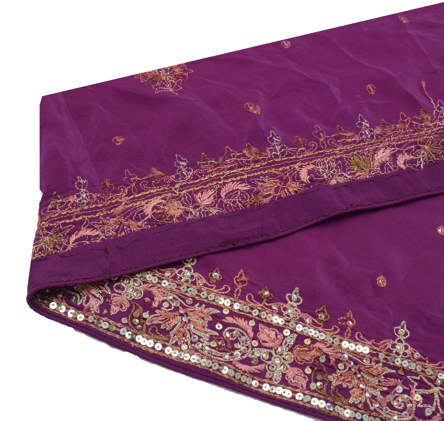 Sushila Vintage Purple Saree Border Indian Craft Sewing Trim Beaded Lace Ribbon