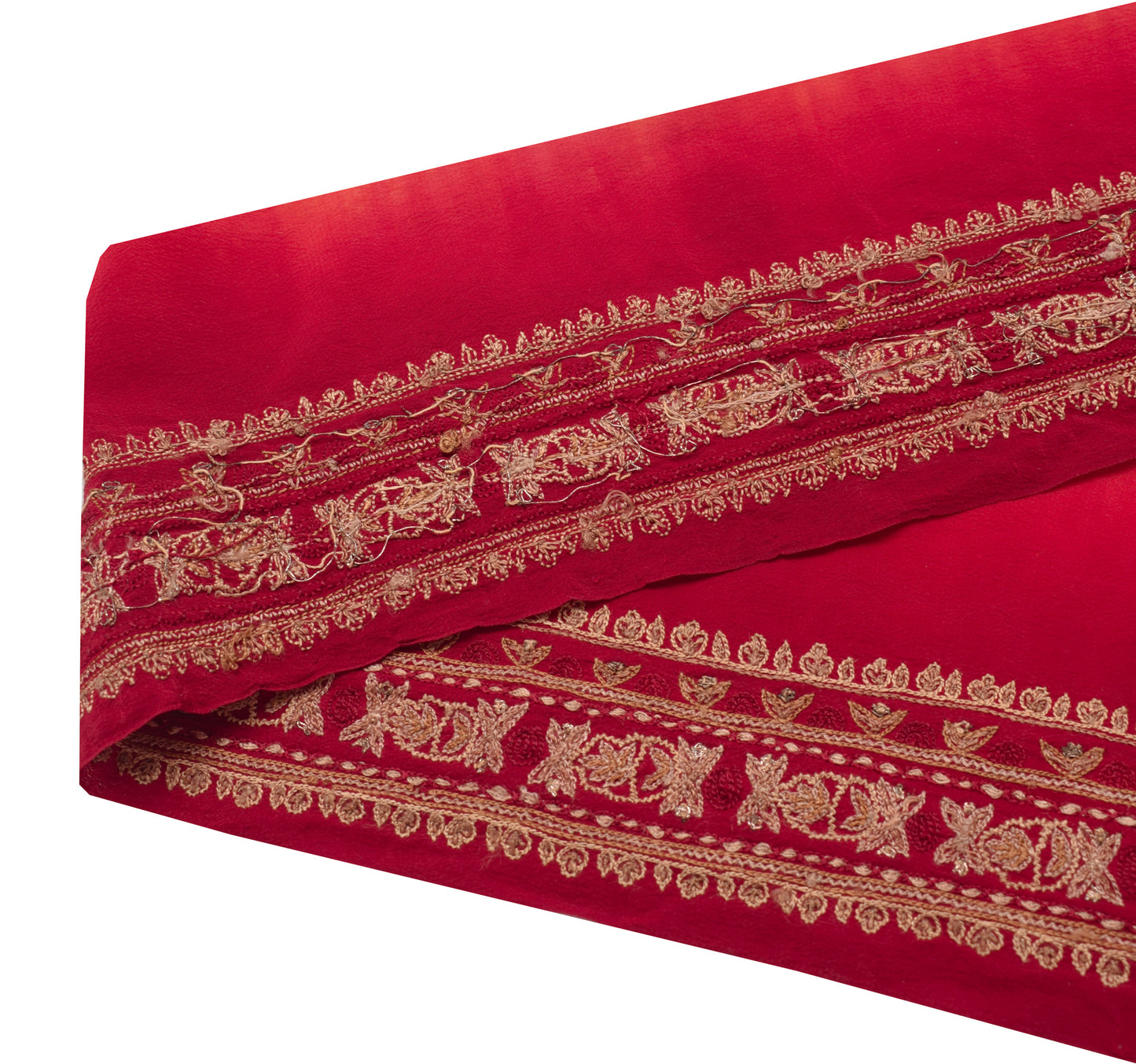 Sushila Vintage Red Saree Border Indian Craft Sewing Trim Embroidery Lace Ribbon