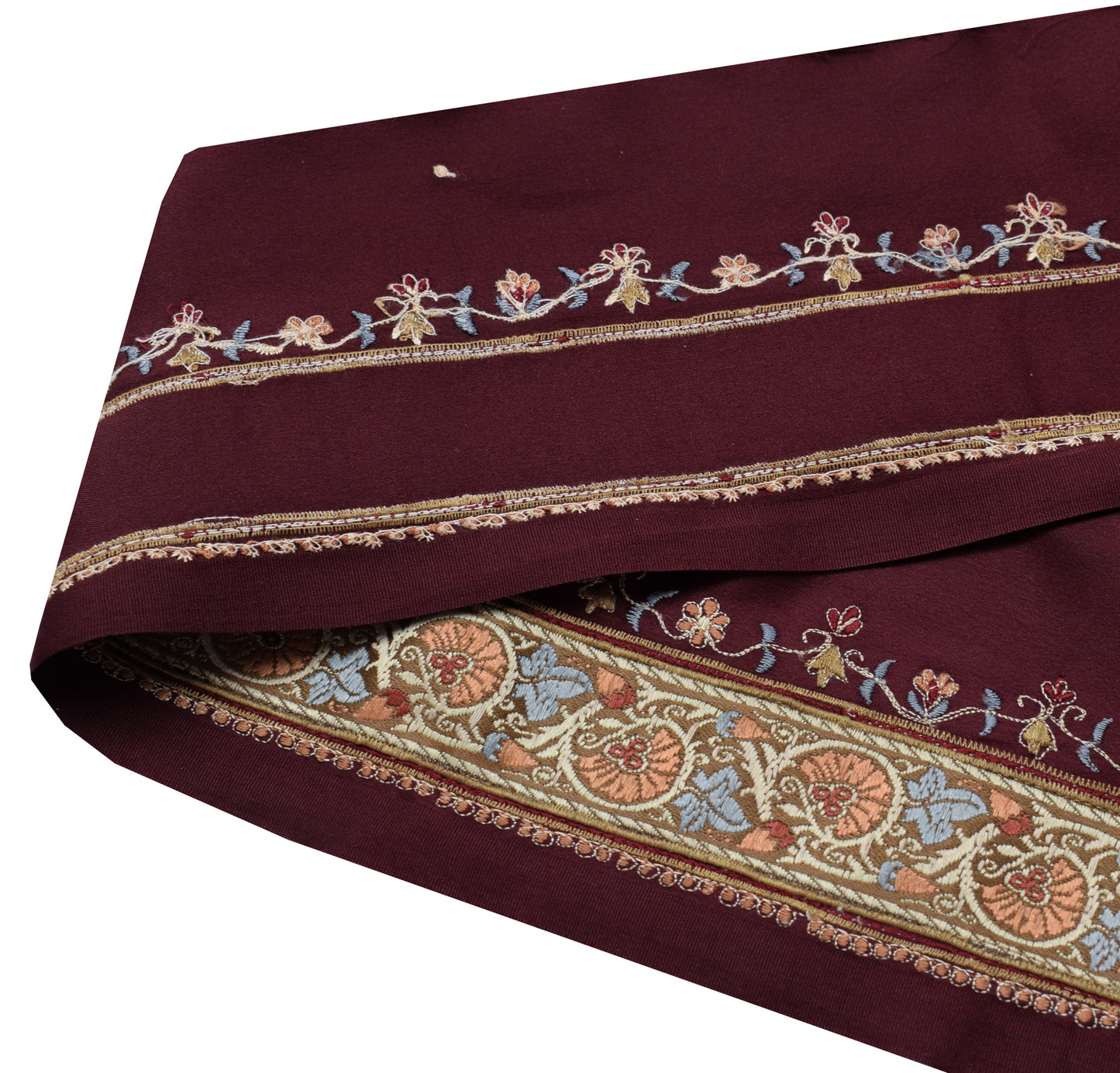 Sushila Vintage Marroon Saree Border Indian Craft Sewing Trim Woven Lace Ribbon
