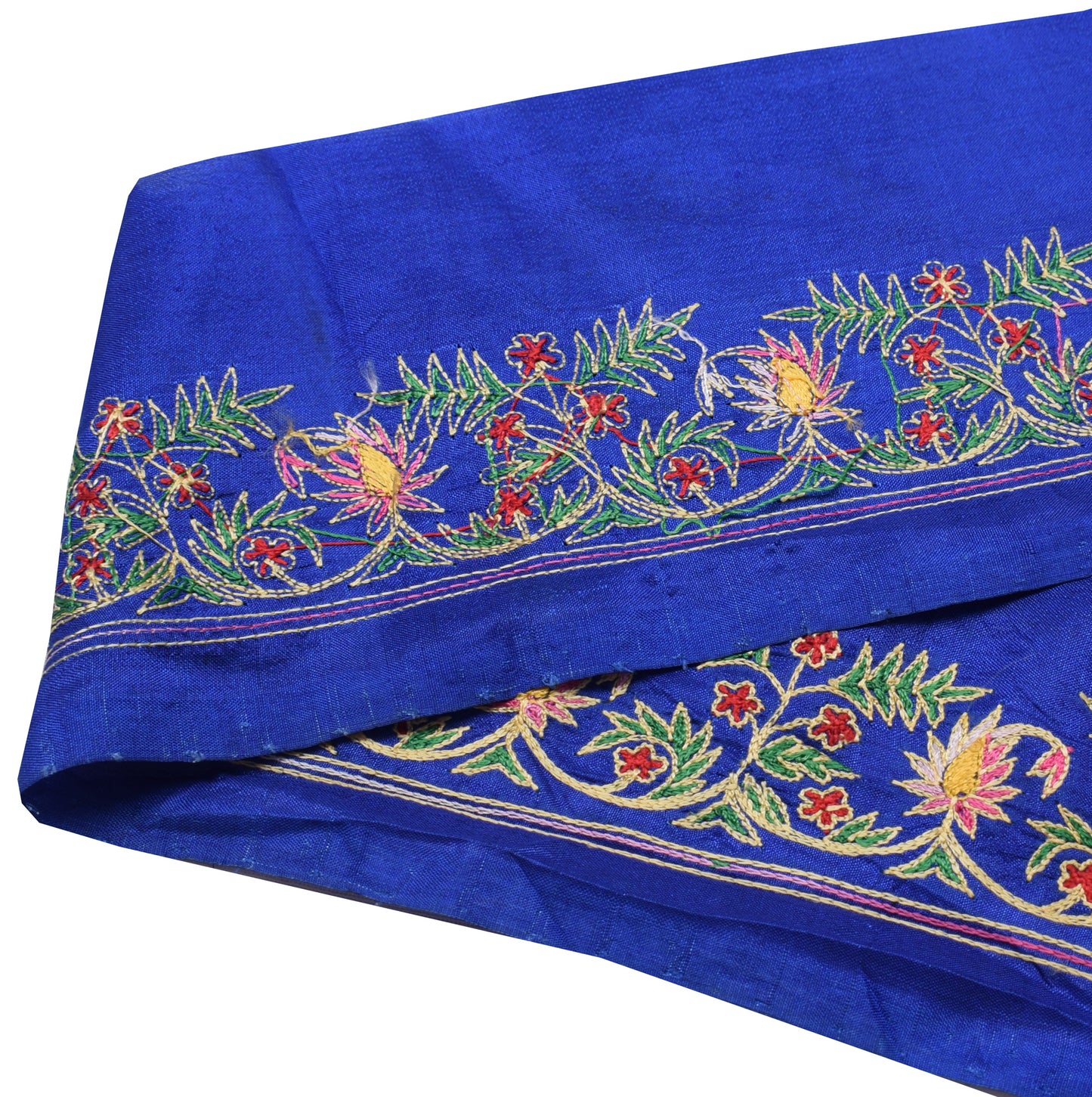 Sushila Vintage Blue Saree Border Indian Craft Sewing Trim Embroidered Ribbon