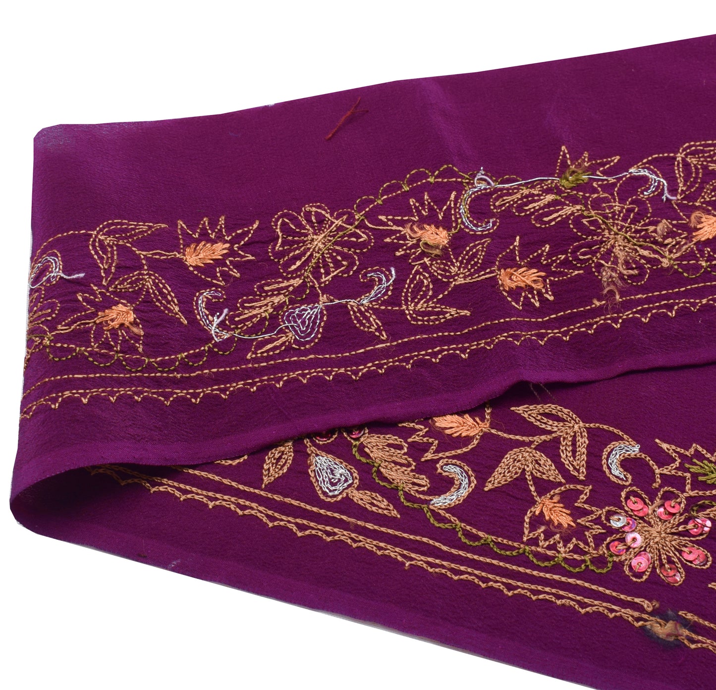 Sushila Vintage Purple Saree Border Indian Craft Sewing Trim Embroidered Lace