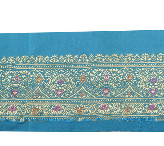 Sushila Vintage Blue Saree Border Indian Craft Sewing Trim Woven Lace Ribbon
