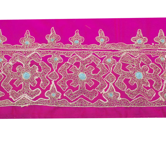 Sushila Vintage Magenta Saree Border Indian Craft Sewing Trim Embroidered Lace