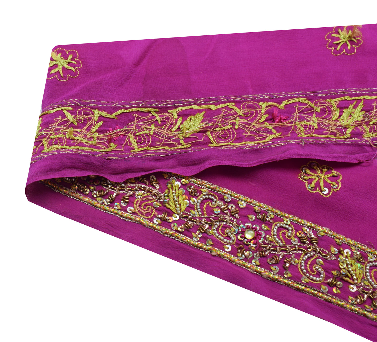 Sushila Vintage Purple Saree Border Indian Craft Sewing Trim Hand Beaded Lace