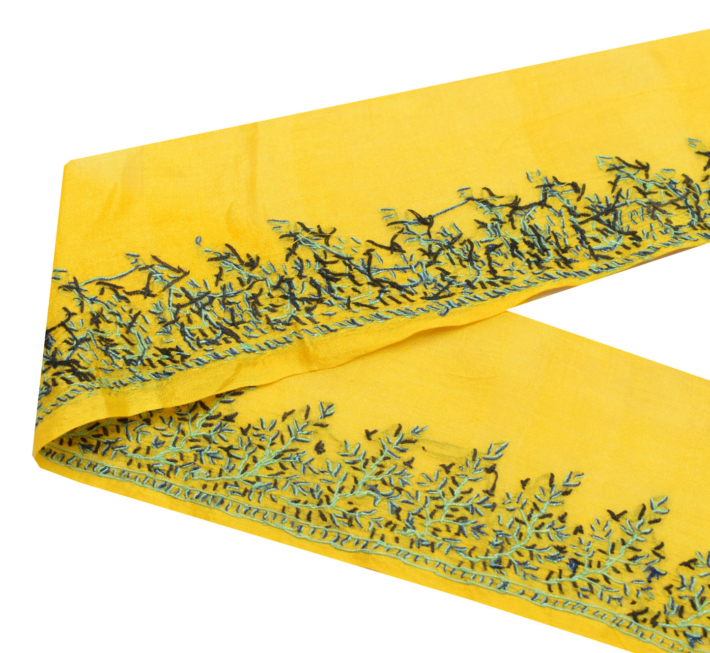 Sushila Vintage Yellow Saree Border Indian Craft Sewing Trim Embroidered Lace
