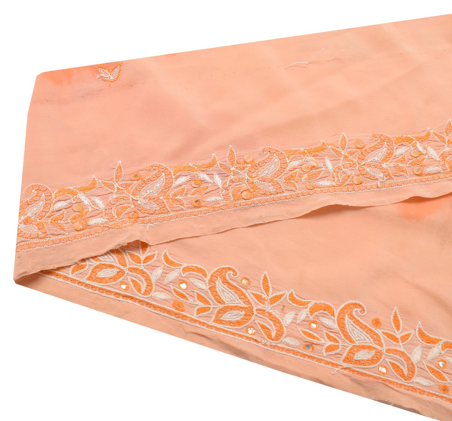 Sushila Vintage Peach Saree Border Indian Craft Sewing Trim Embroidered Ribbon