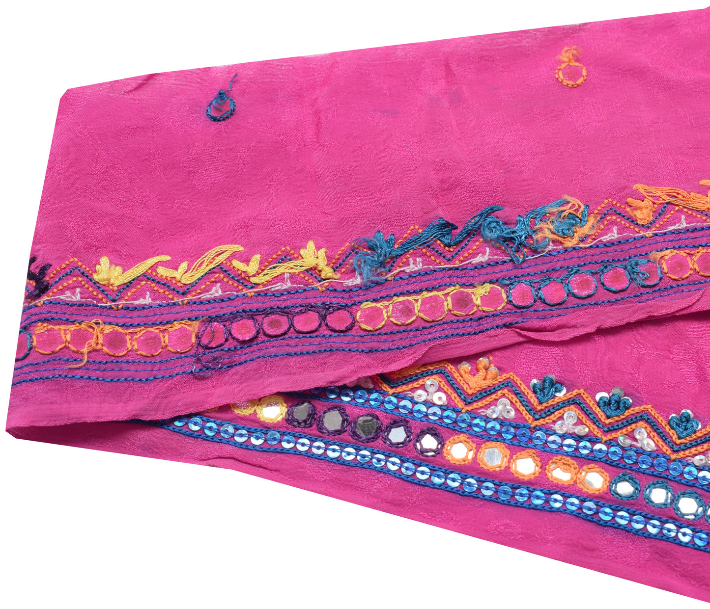 Sushila Vintage Pink Saree Border Indian Craft Sewing Trim Hand Beaded Ribbon