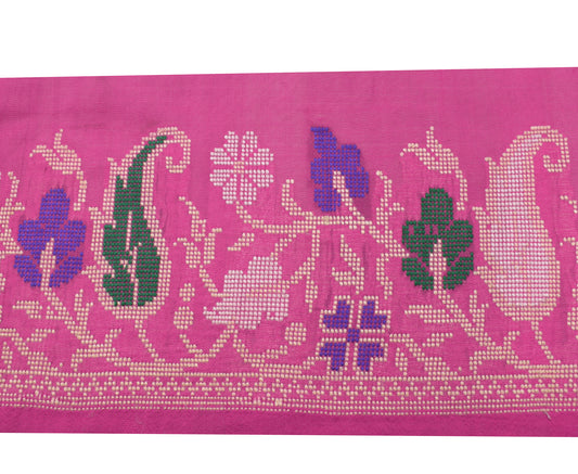 Sushila Vintage Pink Saree Border Indian Craft Sewing Trim Woven Lace Ribbon