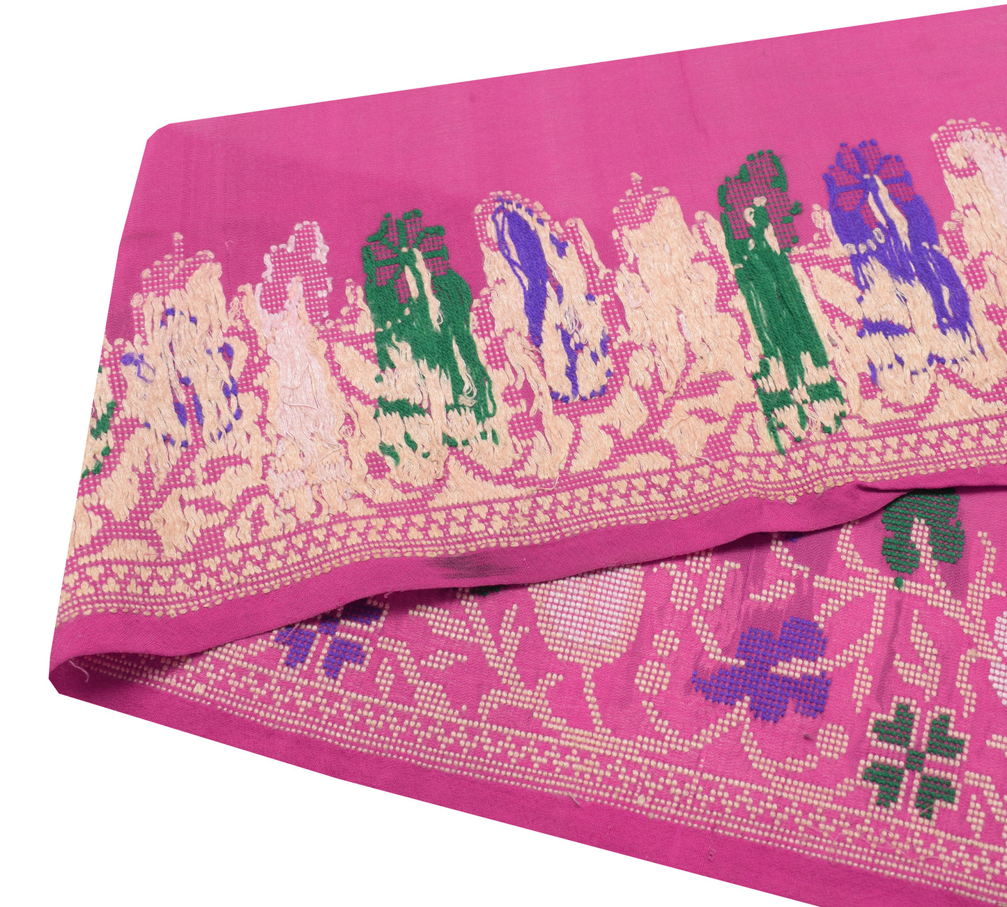 Sushila Vintage Pink Saree Border Indian Craft Sewing Trim Woven Lace Ribbon