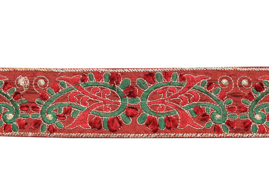 Sushila Vintage Red Saree Border Indian Craft Sewing Trim Embroidery Lace Ribbon