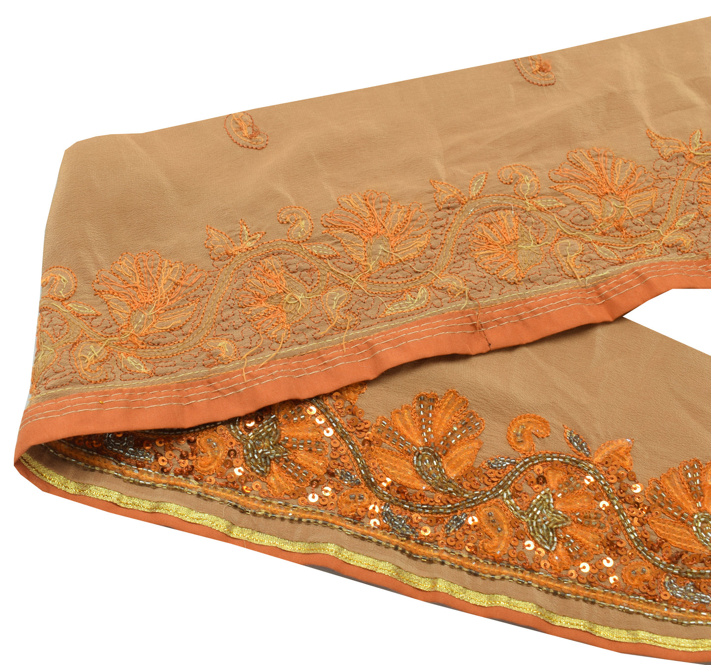 Sushila Vintage Brown Saree Border Indian Craft Sewing Trim Hand Beaded Lace