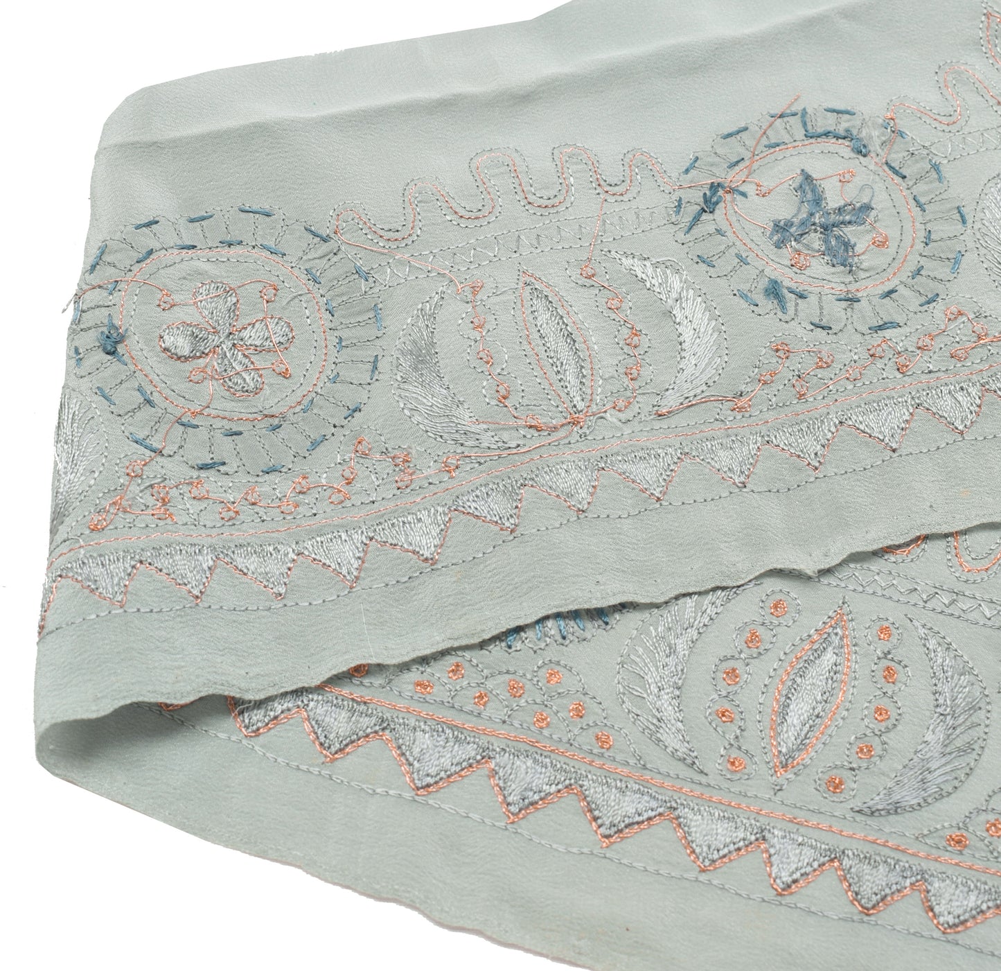 Sushila Vintage Gray Saree Border Indian Craft Sewing Trim Hand Beaded Ribbon