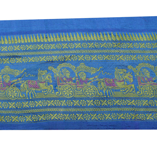 Sushila Vintage Blue Saree Border Indian Craft Sewing Trim Woven Lace Ribbon