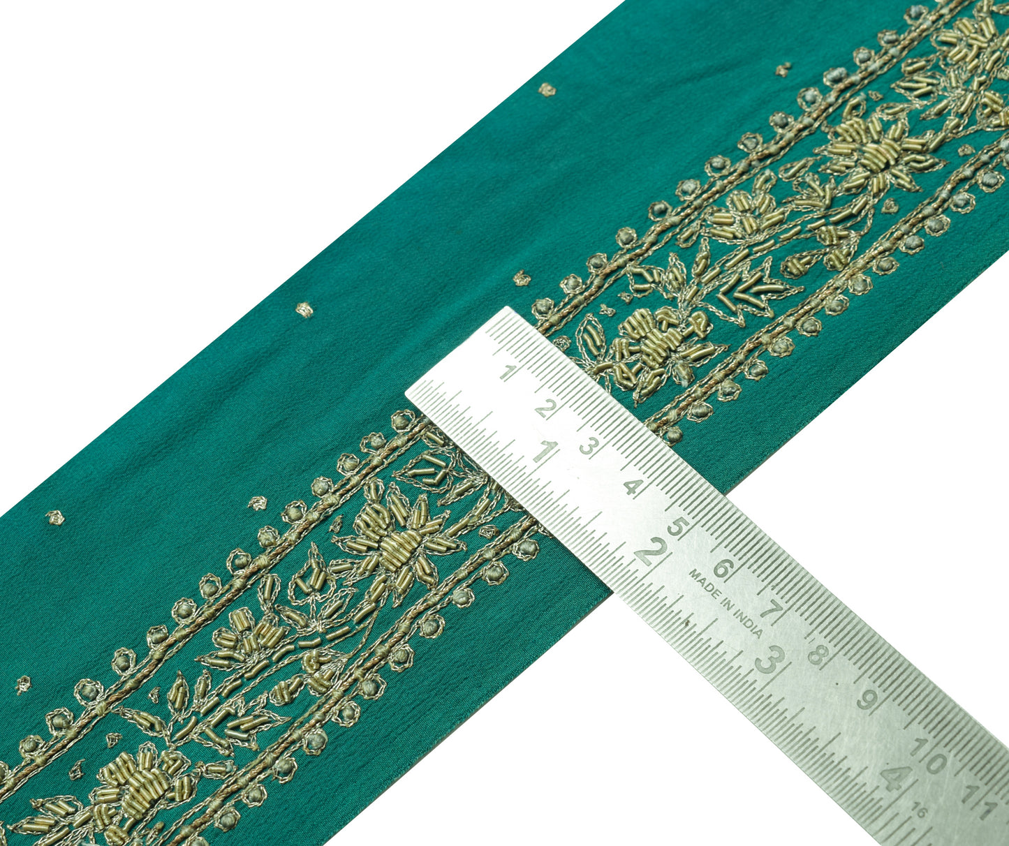 Sushila Vintage Saree Border Indian Craft Sewing Trim Hand Beaded Lace Ribbon