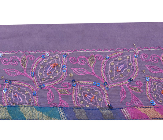 Sushila Vintage Purple Saree Border Indian Craft Sewing Trim Beaded Lace Ribbon