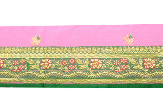 Sushila Vintage Green Banarasi Silk Saree Border Craft Sewing Trim Woven Lace