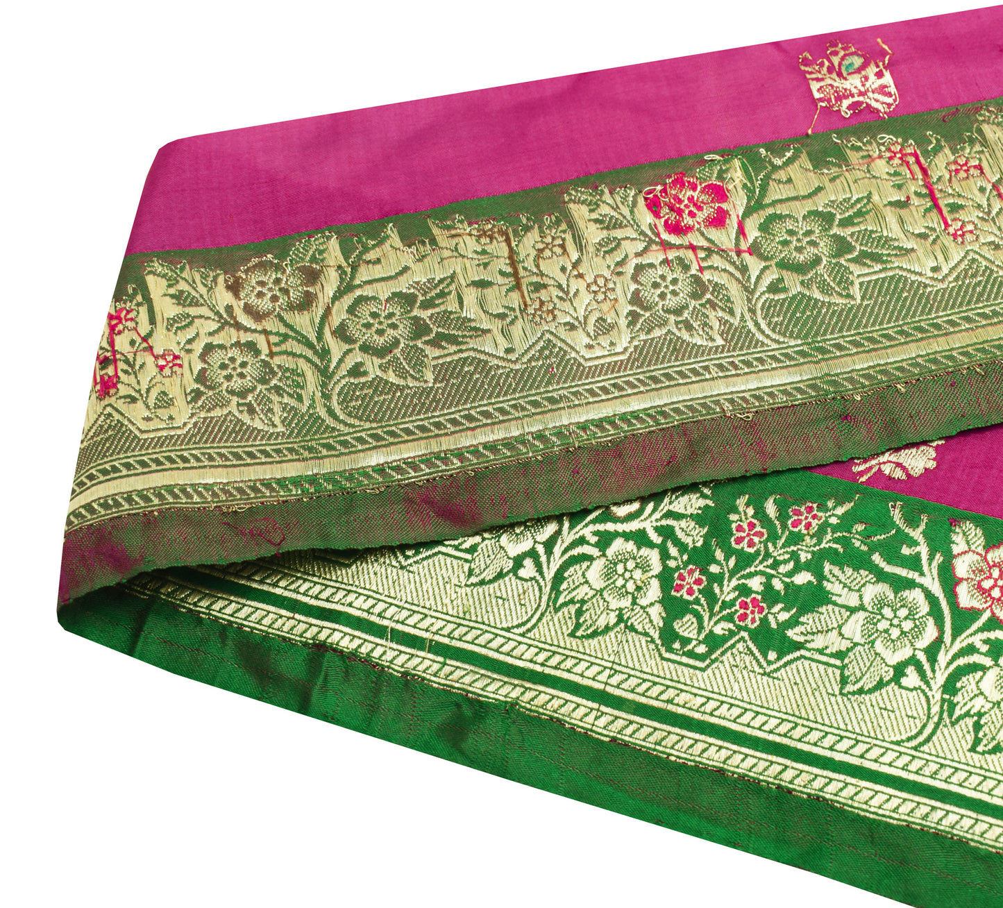 Sushila Vintage Green Banarasi Saree Border Craft Sewing Trim Woven Lace Ribbon