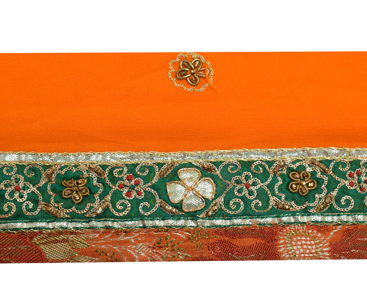 Sushila Vintage Green Saree Border Indian Craft Sewing Trim Hand Beaded Lace
