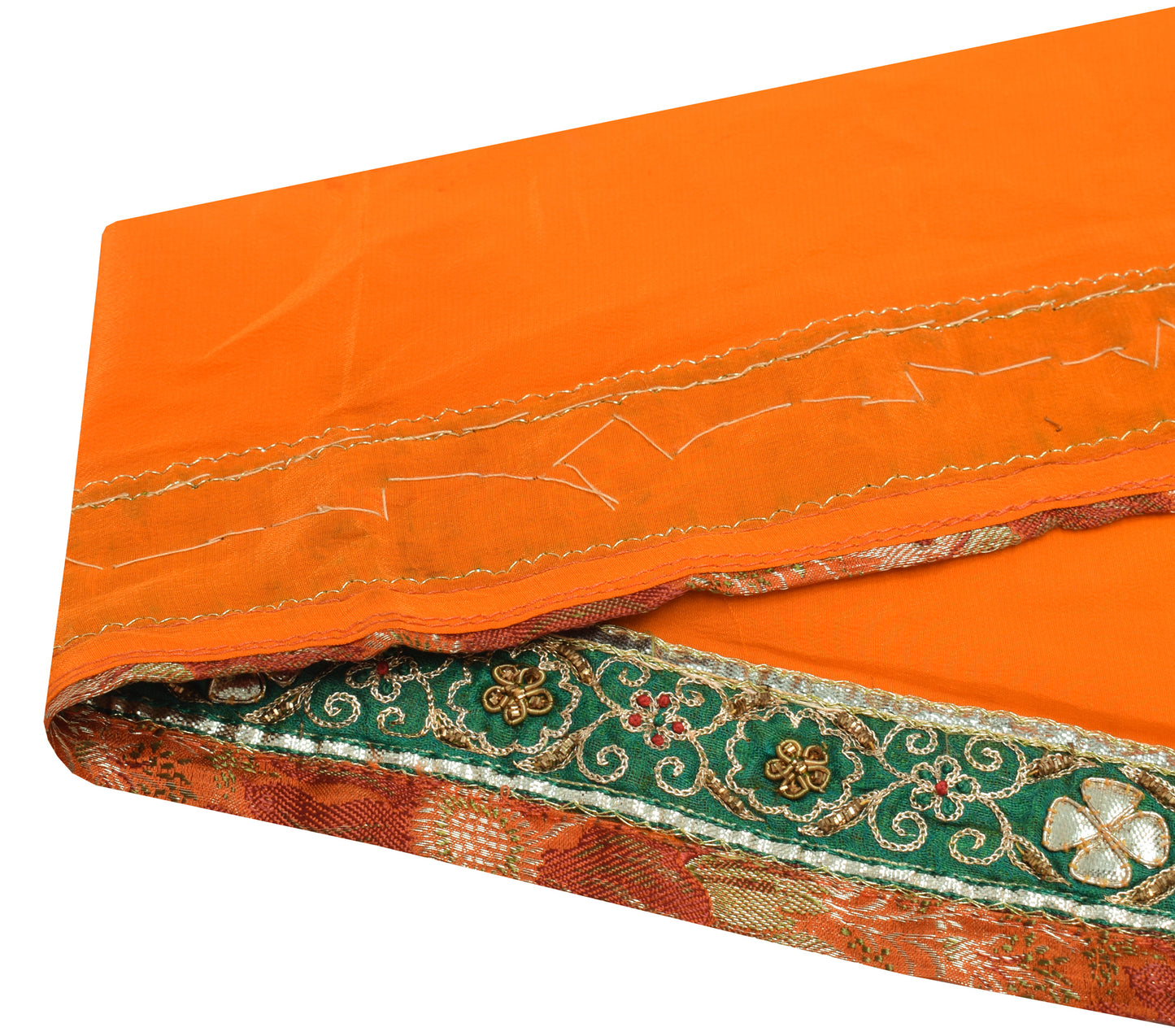 Sushila Vintage Green Saree Border Indian Craft Sewing Trim Hand Beaded Lace