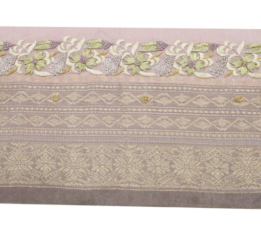 Sushila Vintage Mauve Silk Saree Border Indian Craft Sewing Trim Woven Lace