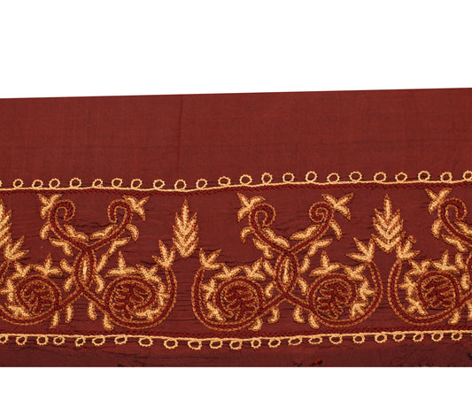 Sushila Vintage Maroon Saree Border Indian Craft Sewing Trim Embroidered Lace