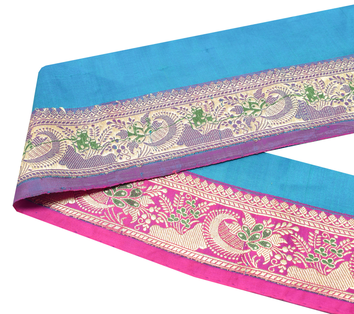 Sushila Vintage Magenta Banarasi Silk Saree Border Craft Sewing Trim Woven Lace